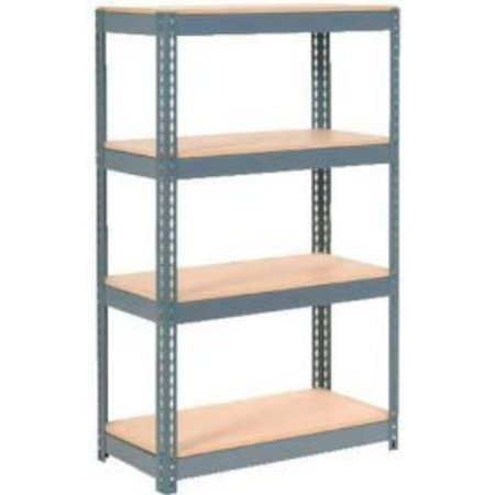 GLOBAL EQUIPMENT Extra Heavy Duty Shelving 36"W x 24"D x 60"H With 4 Shelves, Wood Deck, Gry 717104